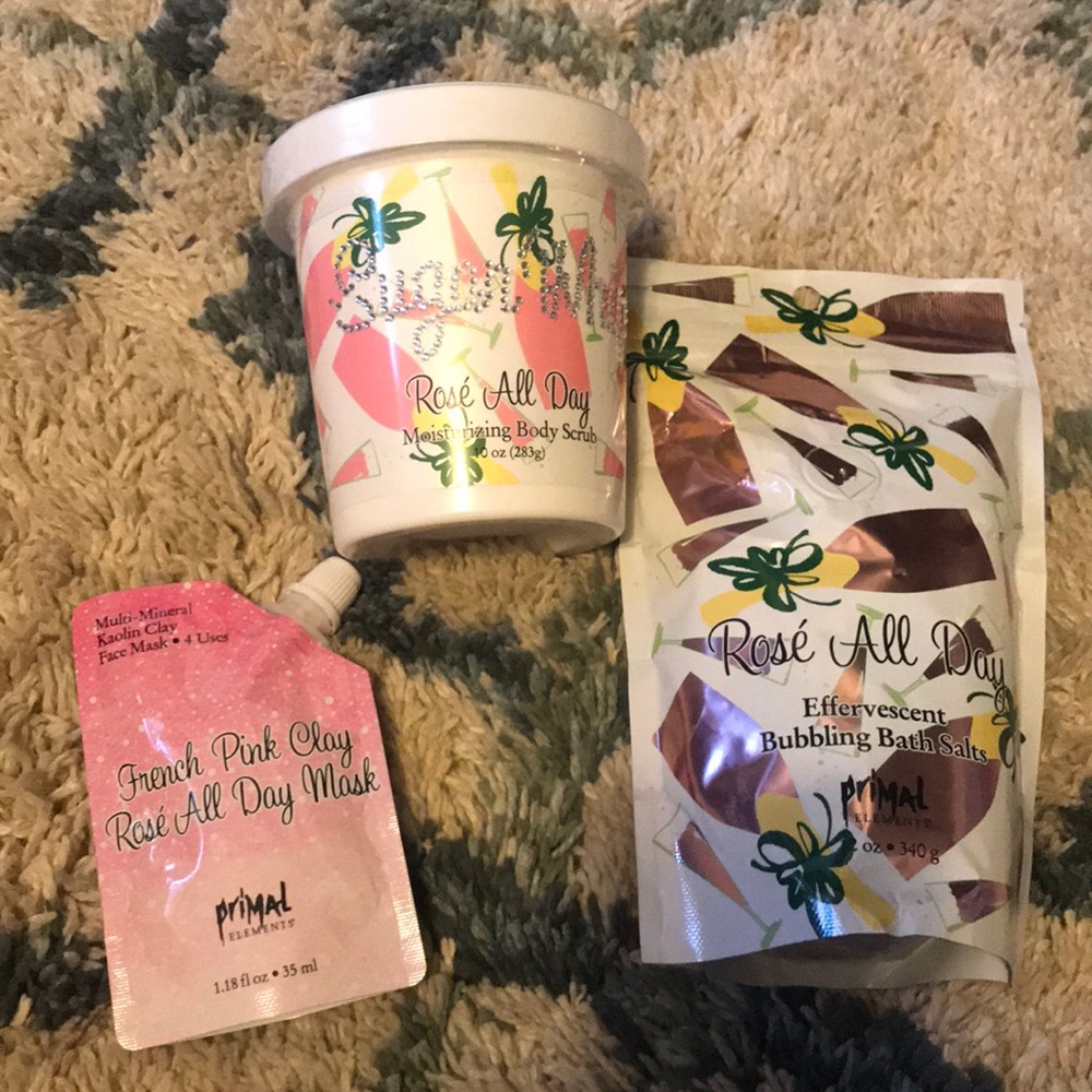 Primal elements body scrub, mask and bath salts